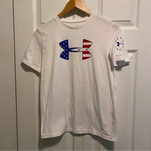 Under Armour White and Red Short Sleeve Tee